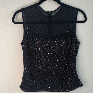 Chic Black Sequin Sleeveless Top‎
